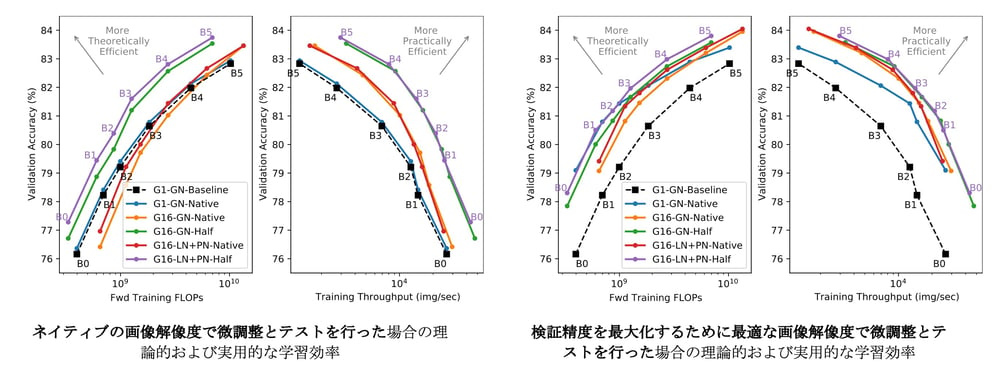 ネイティブの画像解像度で微調整とテストを行った場合の理論的および実用的な学習効率_EfficientNet