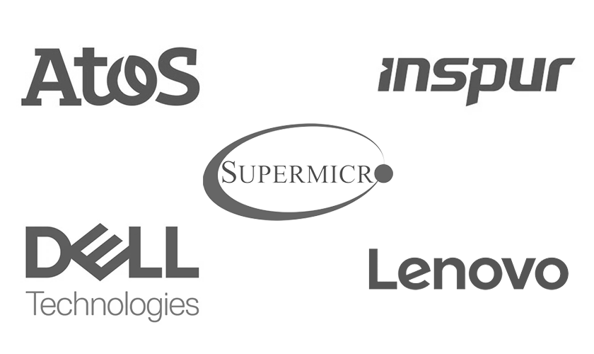 Server Partners: Atos, Inspur, Supermicro, Dell and Lenovo