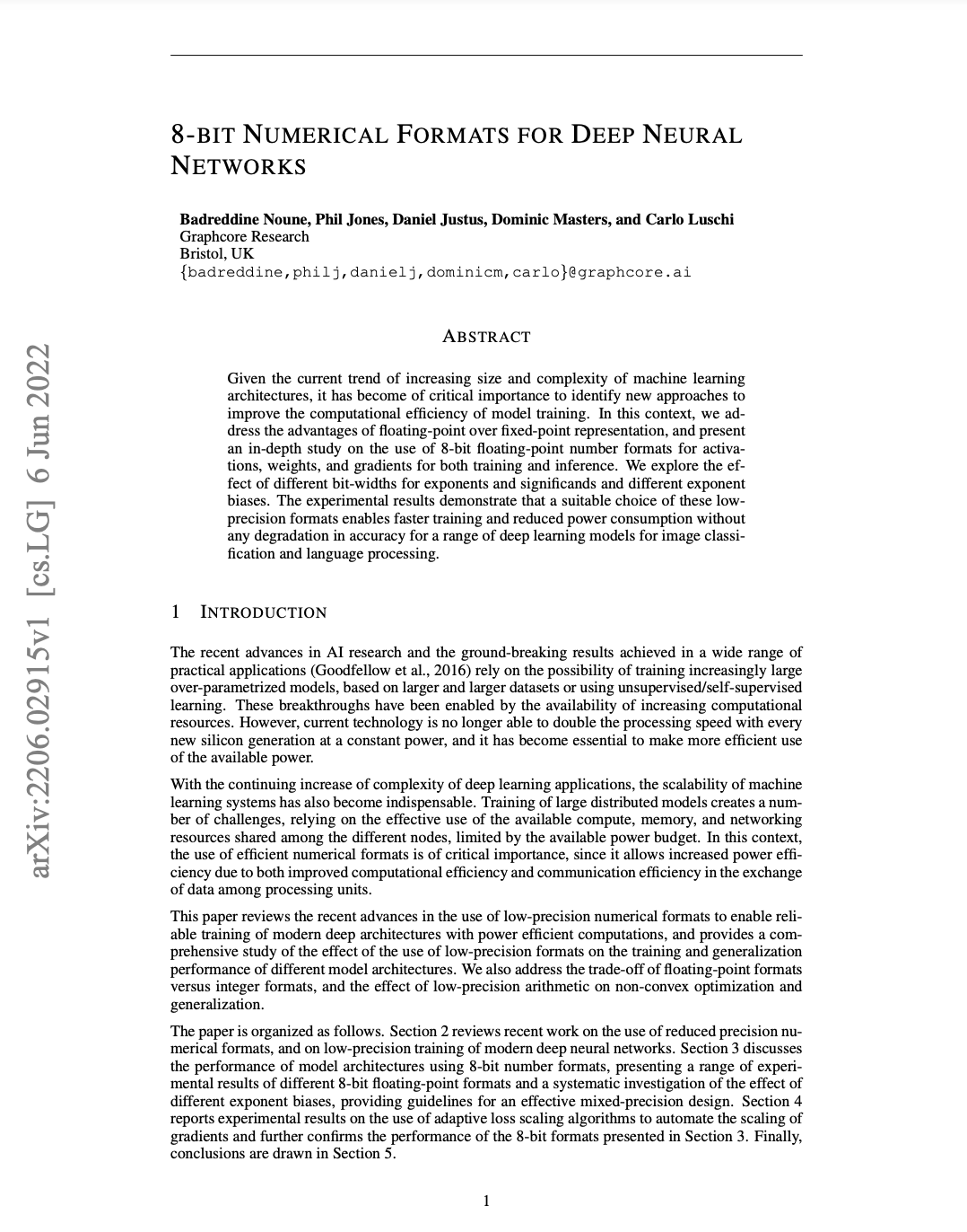 Graphcore Research: 8-bit Numerical Formats for Deep Neural Networks