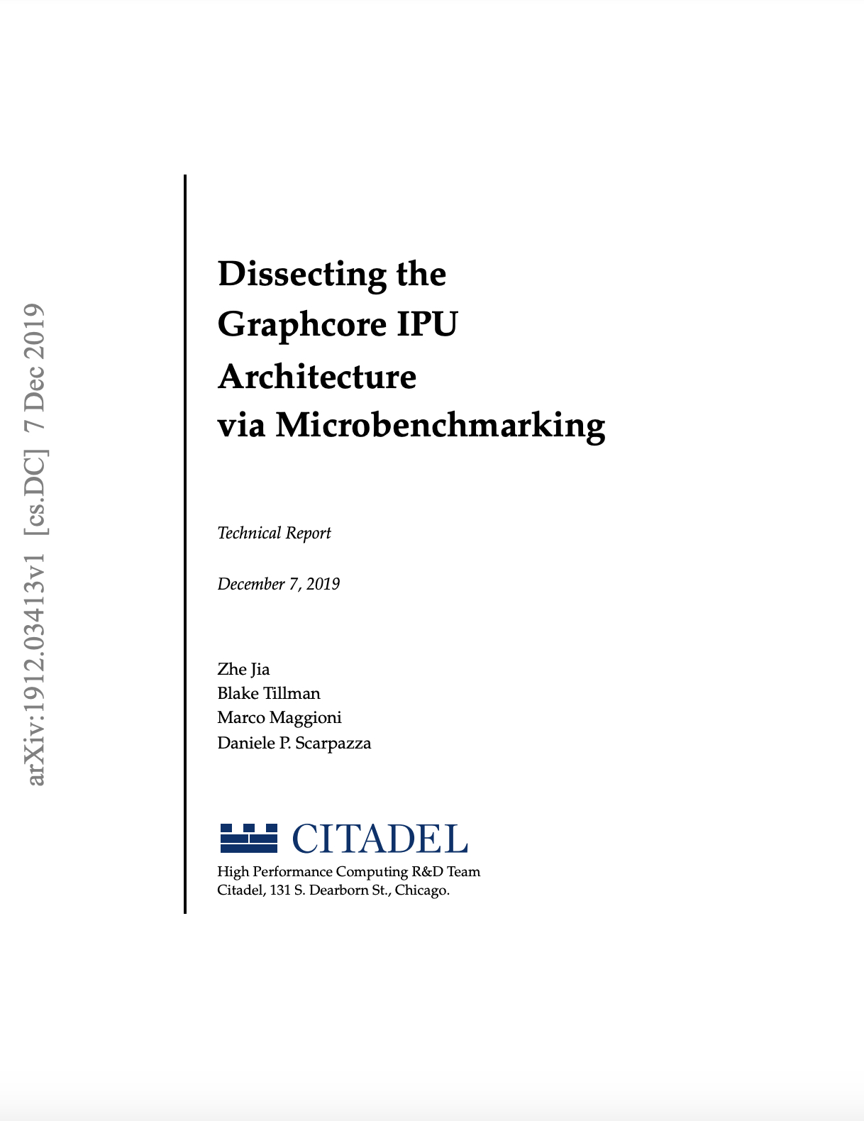 Citadel: Dissecting the Graphcore IPU Architecture via Microbenchmarking