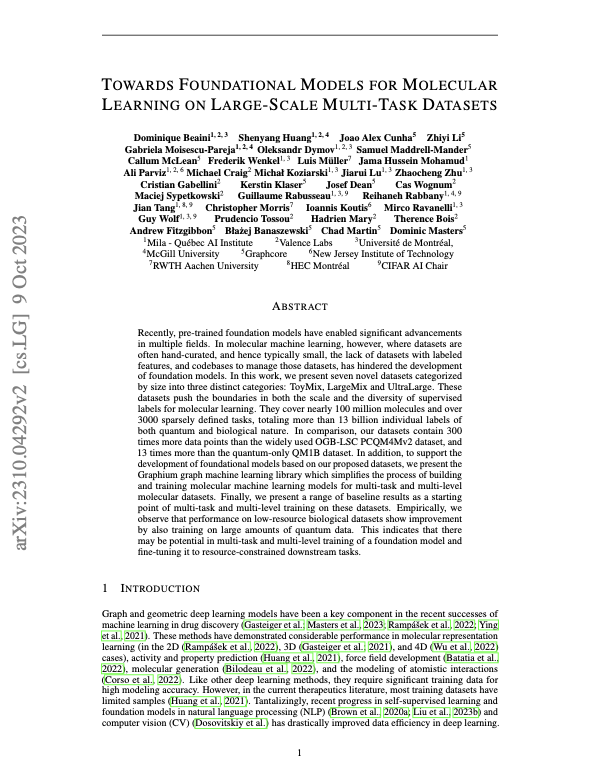 Towards Foundational Models for Molecular Learning on Large-Scale Multi-Task Datasets