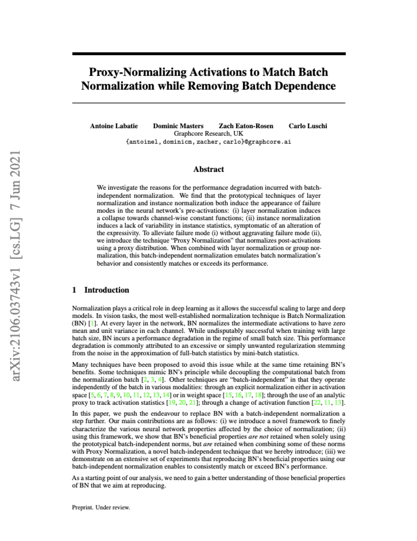 Graphcore Research: Proxy-Normalizing Activations to Match Batch Normalization while Removing Batch Dependence